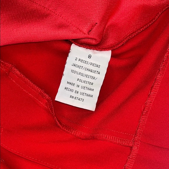 Danny & Nicole Vintage Red & Black Trim 3 Buttoned Cinched Long Sleeve Blazer 8 - Picture 10 of 10